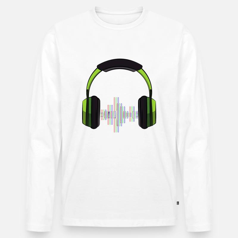 Musikkopfhörer - Männer Premium Bio Langarmshirt - Weiß