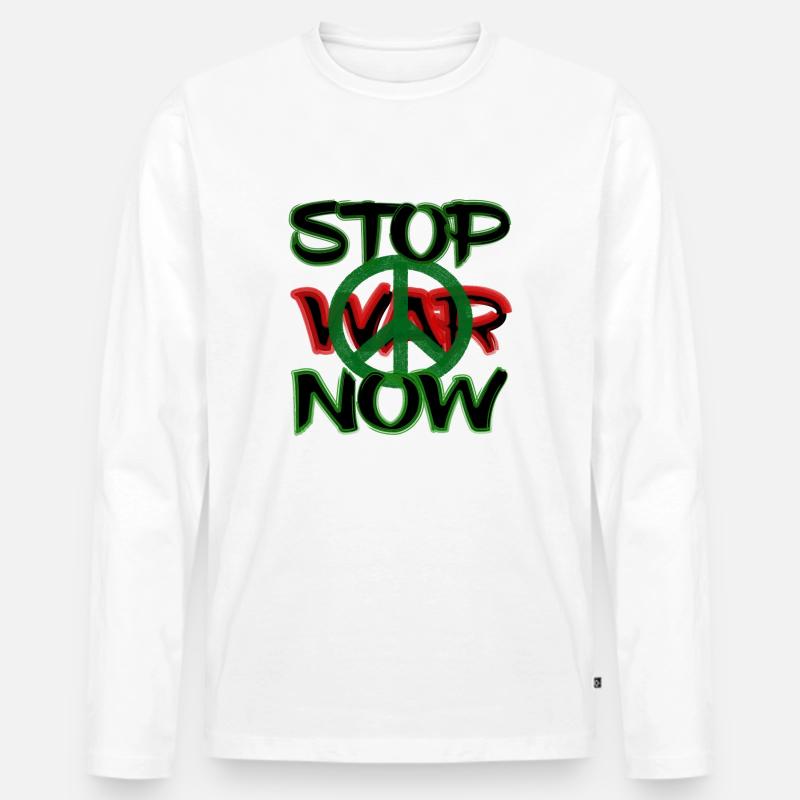 Stop War Now - Männer Premium Bio Langarmshirt - Weiß