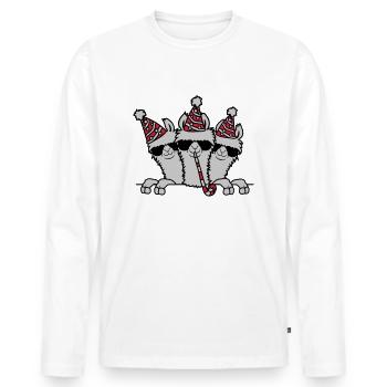 Célébrez l’anniversaire du lama de fête - T-shirt manches longues Premium bio Homme - blanc - Devant - Nico (187cm)