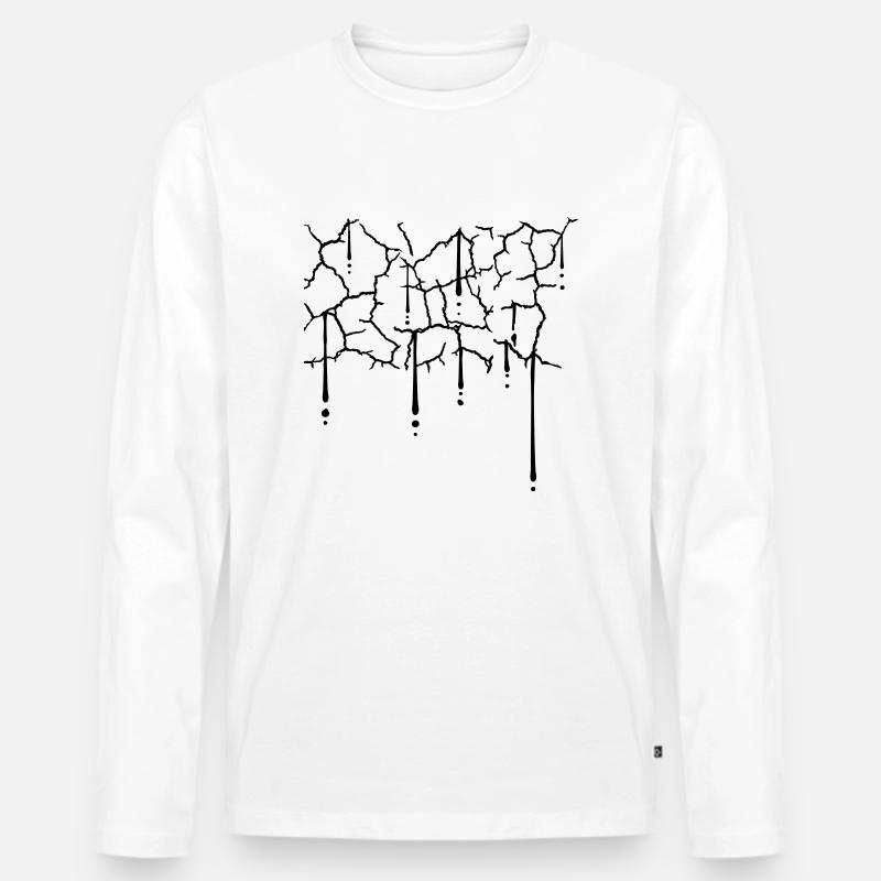 Tropfen Risse Muster Textur - Männer Premium Bio Langarmshirt - Weiß