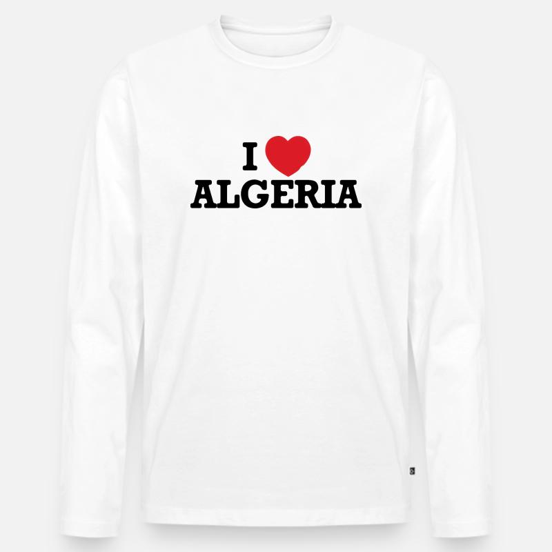 Ich liebe Algerien - Männer Premium Bio Langarmshirt - Weiß