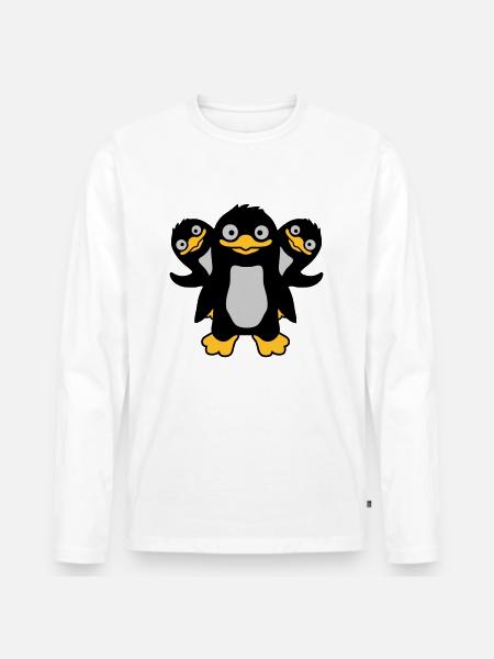 3 funny penguin friends - Men's Premium Organic Long Sleeve Shirt - white