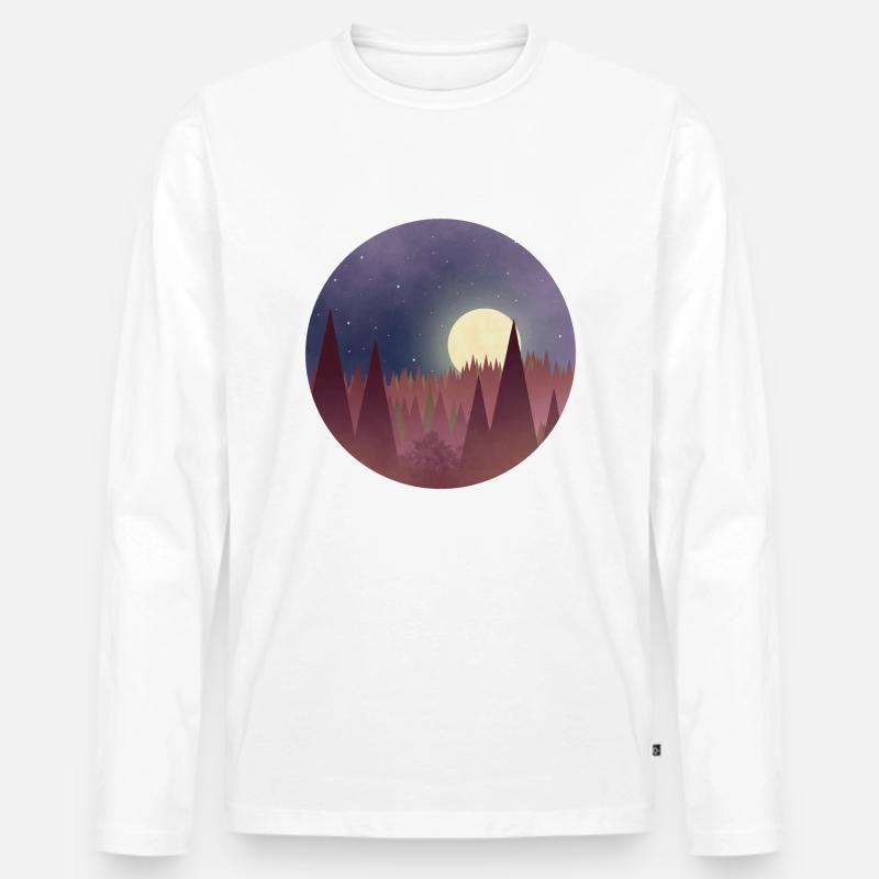 Mond mitten im Wald - Männer Premium Bio Langarmshirt - Weiß