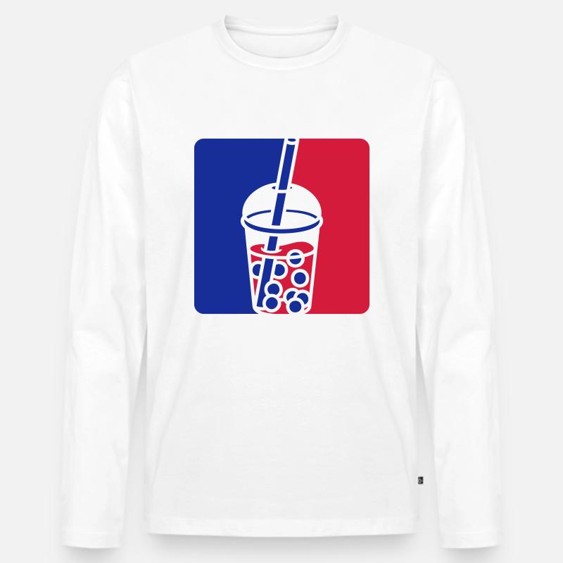 Blau Rot Bubble Tea - Männer Premium Bio Langarmshirt - Weiß