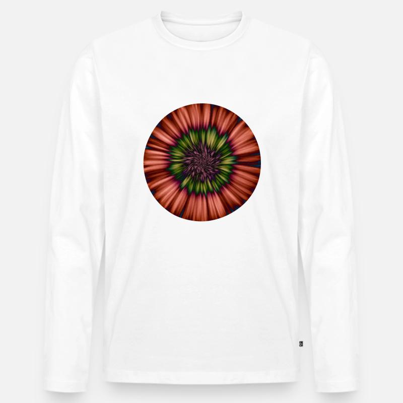 Abstract Tie Dye Flower Pattern - Männer Premium Bio Langarmshirt - Weiß