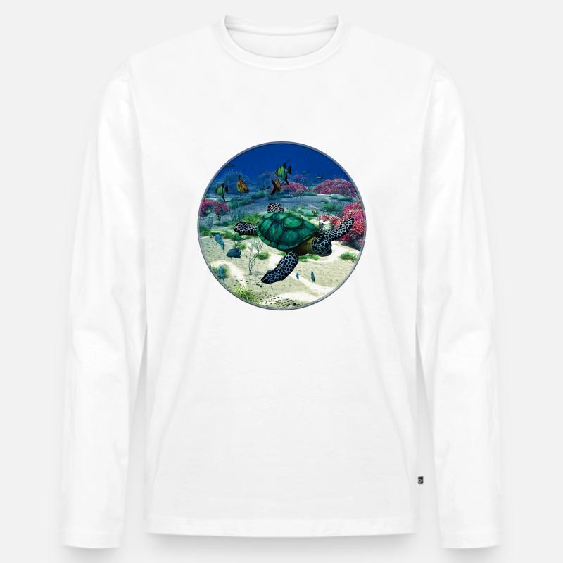 Meeresschildkröte - Männer Premium Bio Langarmshirt - Weiß