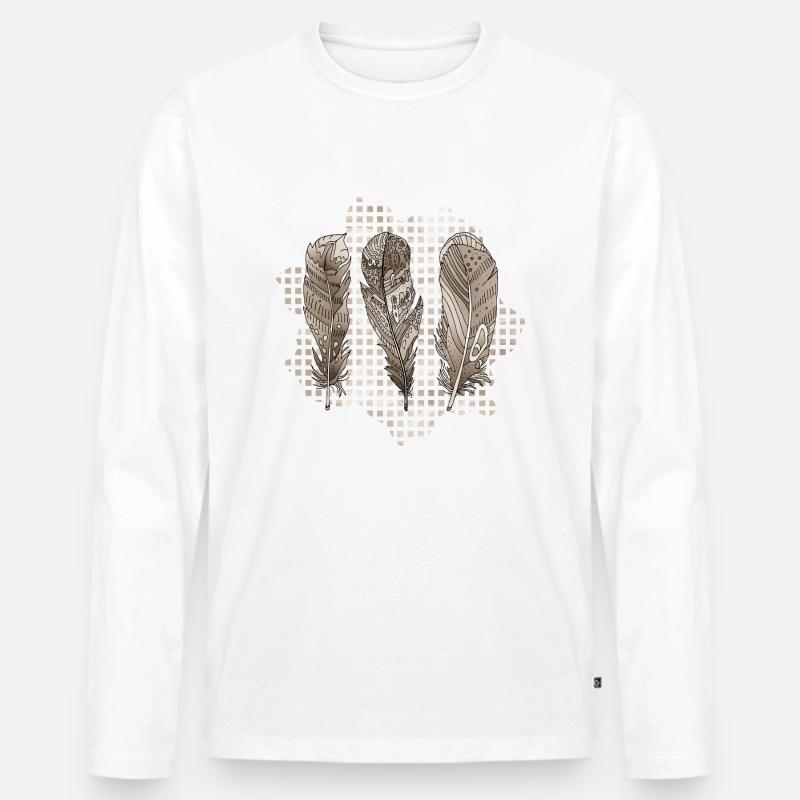 Feder - Männer Premium Bio Langarmshirt - Weiß