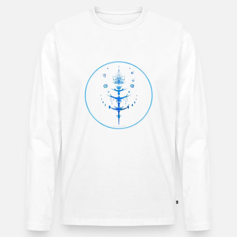 Mystique Collection ~ hellblau ~ n°6 - Männer Premium Bio Langarmshirt - Weiß