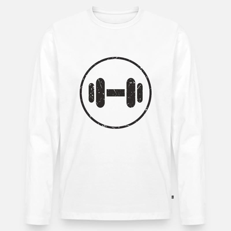 Hantel - Männer Premium Bio Langarmshirt - Weiß