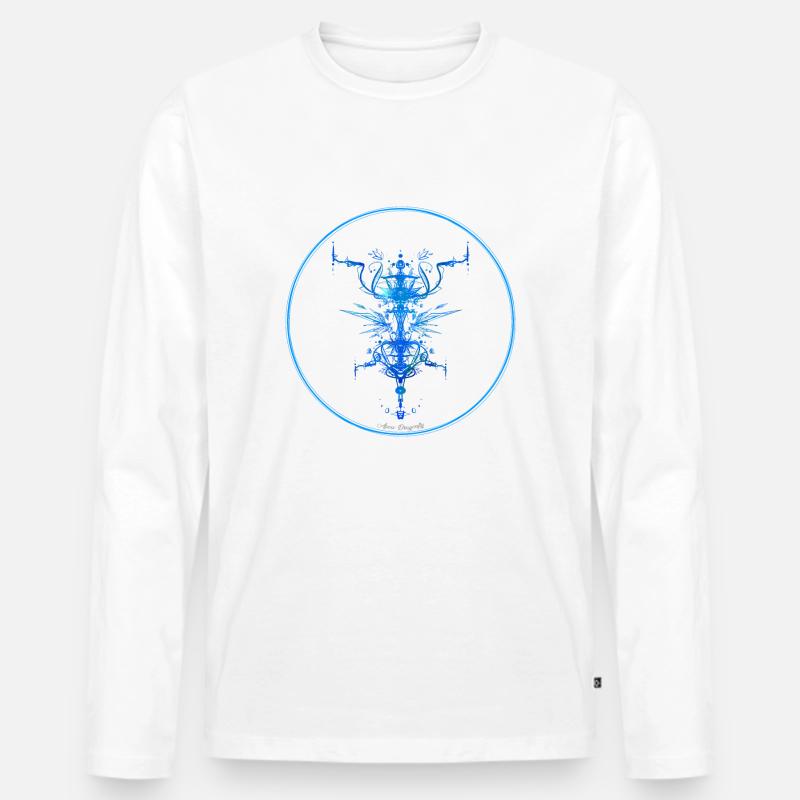 Mystique Collection ~ hellblau ~ n°8 - Männer Premium Bio Langarmshirt - Weiß