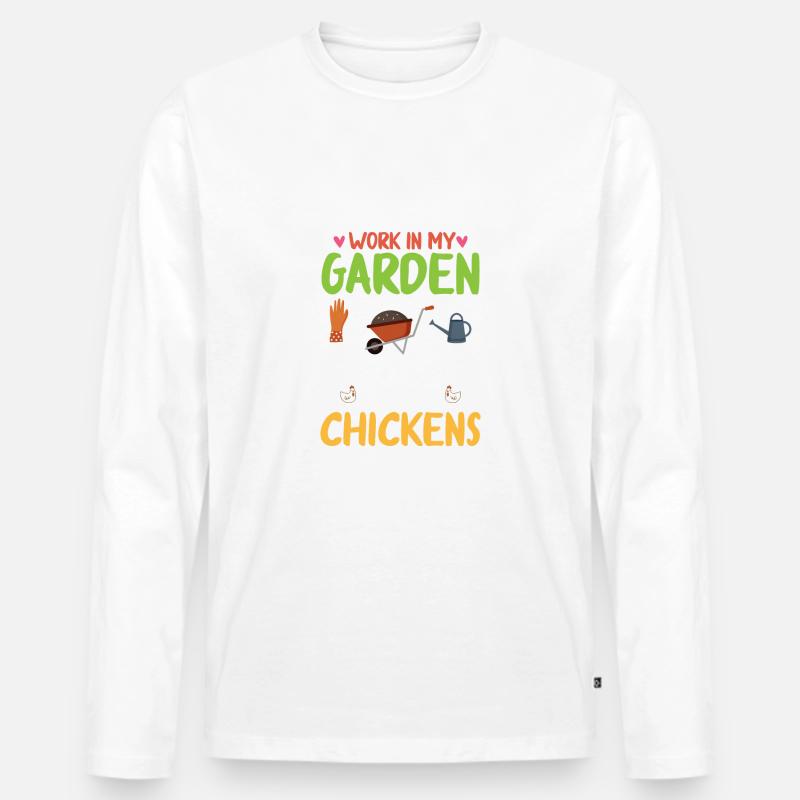 Ideé Geschenk Gartenhühner Gärtner Henne - Männer Premium Bio Langarmshirt - Weiß