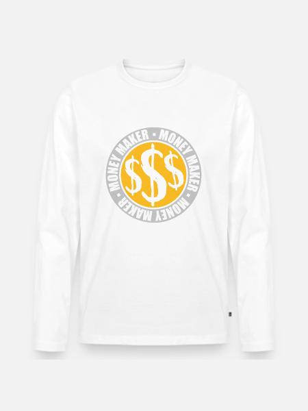 Round Logo Money Maker - Men's Premium Organic Long Sleeve Shirt - white