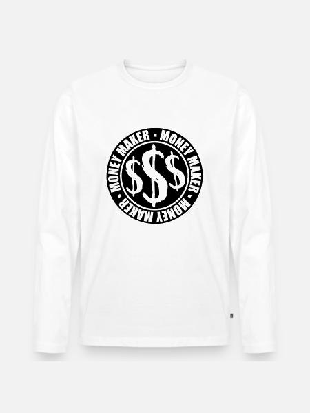 Logo Around Money Maker - Men's Premium Organic Long Sleeve Shirt - white