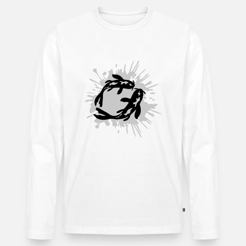 Farbklecks 2 Koi Fische - Männer Premium Bio Langarmshirt - Weiß