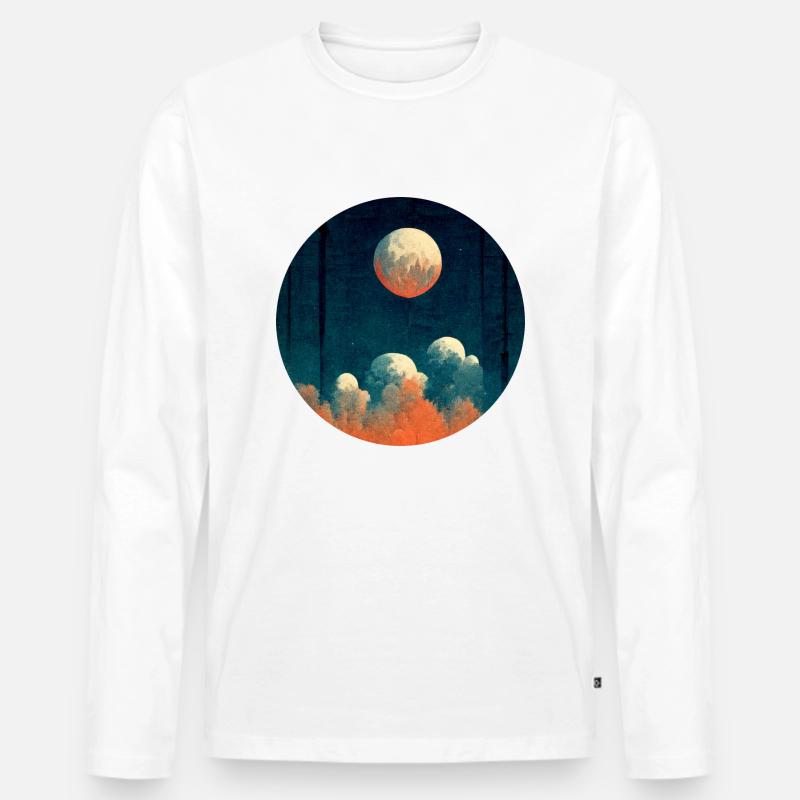 Mond am Abend - Männer Premium Bio Langarmshirt - Weiß
