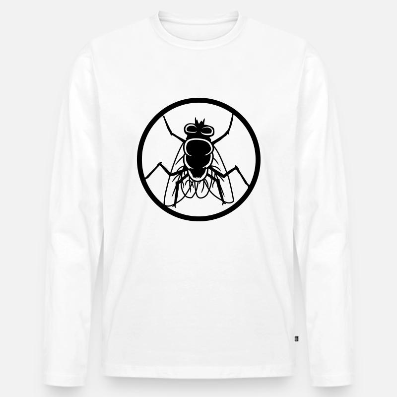 Logo Stubenfliege kleine Hausfliege - Männer Premium Bio Langarmshirt - Weiß