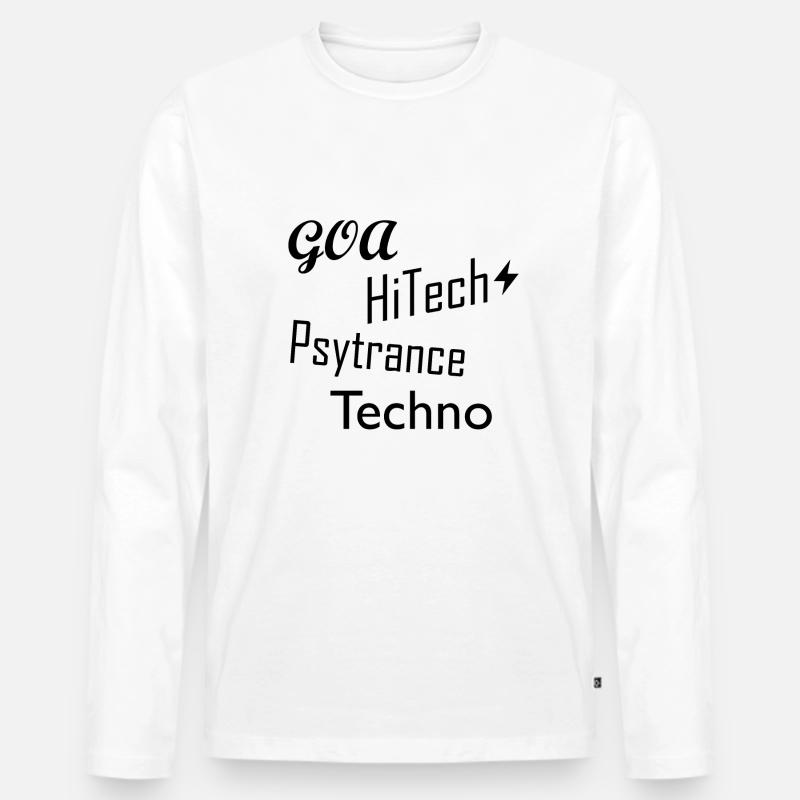 Goa HiTech Psytrance Techno - Männer Premium Bio Langarmshirt - Weiß