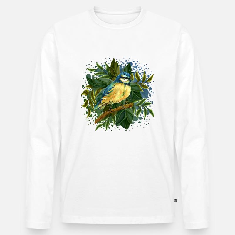 Bunter Vogel - Männer Premium Bio Langarmshirt - Weiß
