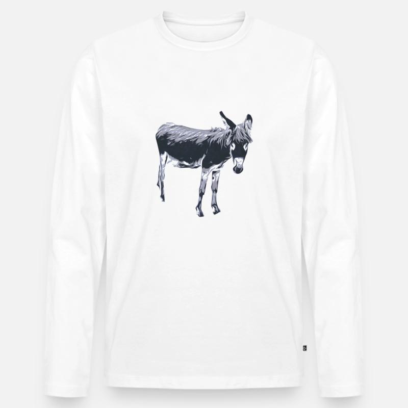 Esel - Männer Premium Bio Langarmshirt - Weiß