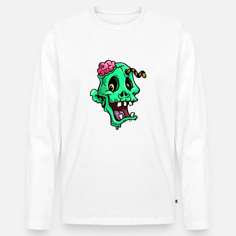 KOPF EINES LUSTIGEN ZOMBIES - Männer Premium Bio Langarmshirt - Weiß
