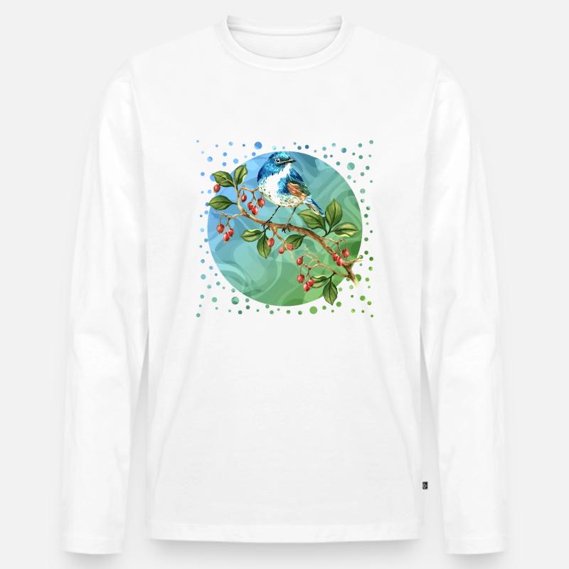 Bunter Vogel - Männer Premium Bio Langarmshirt - Weiß