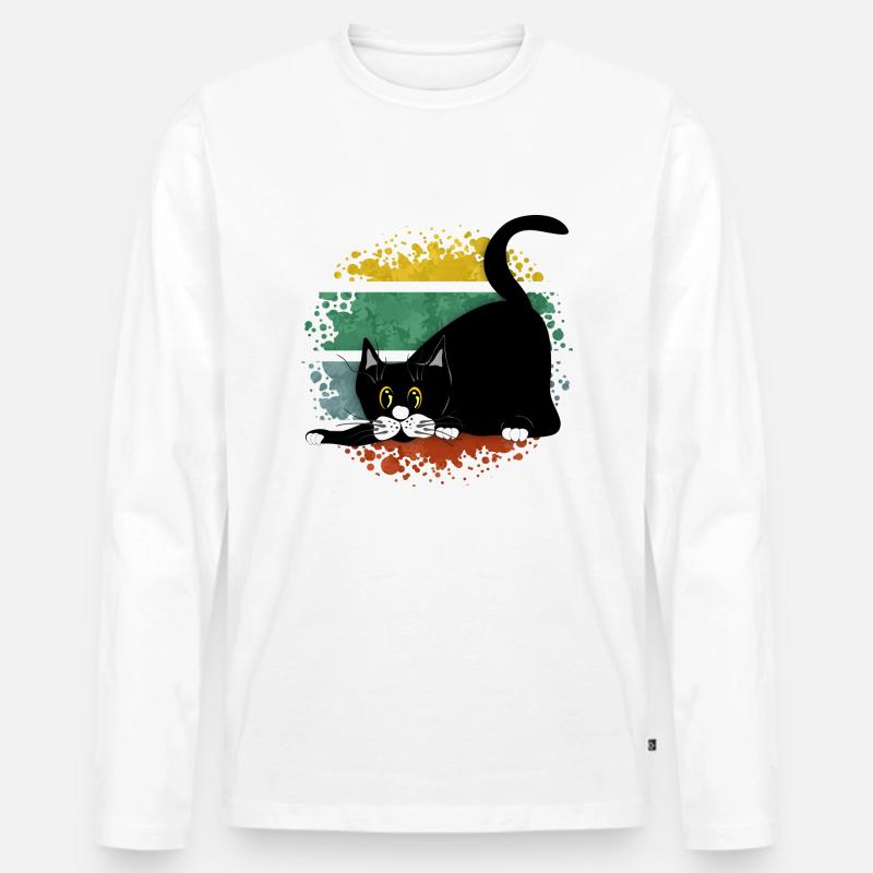 Katze - Männer Premium Bio Langarmshirt - Weiß