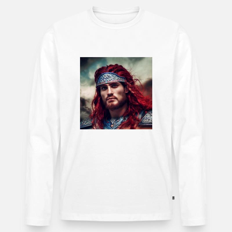Wikingerkrieger - Männer Premium Bio Langarmshirt - Weiß