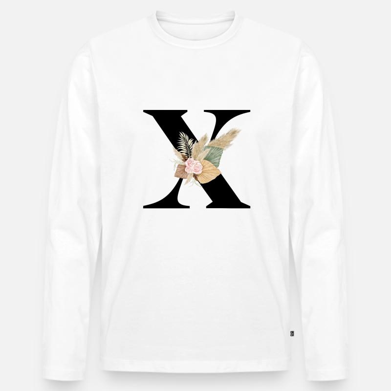 Buchstabe X blühte - Männer Premium Bio Langarmshirt - Weiß
