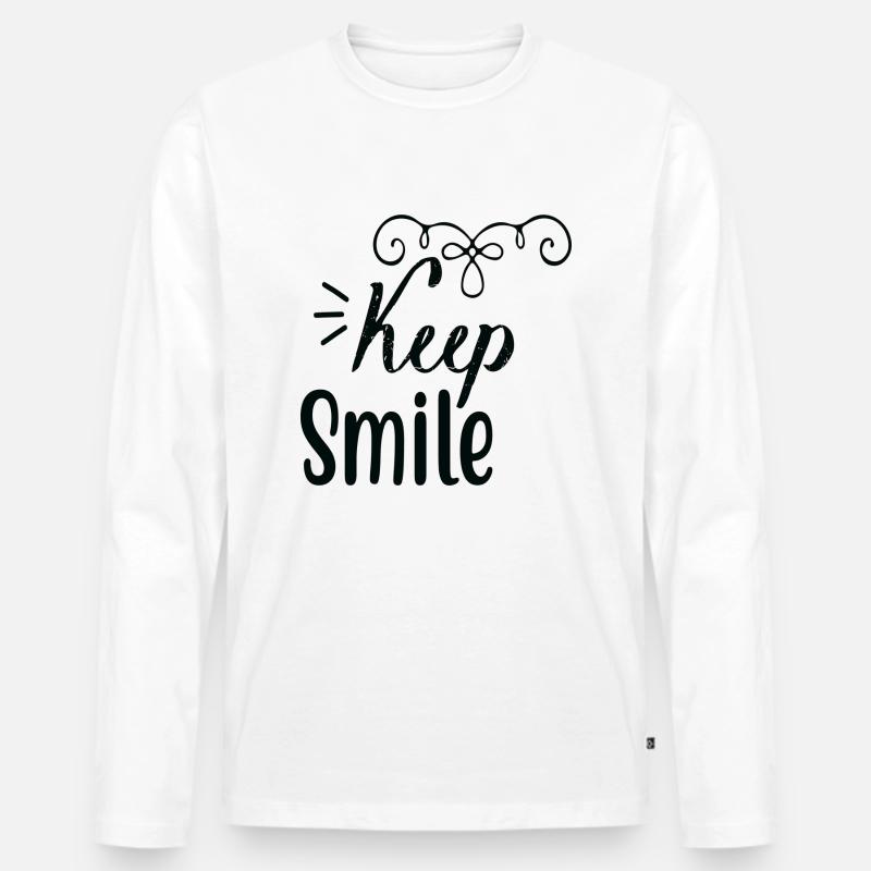 Keep Smile - Männer Premium Bio Langarmshirt - Weiß