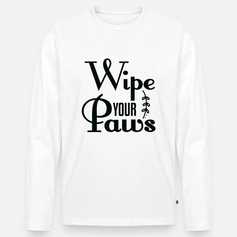 Wipe Your Paws - Männer Premium Bio Langarmshirt - Weiß