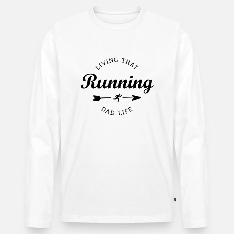 running dad life - Männer Premium Bio Langarmshirt - Weiß