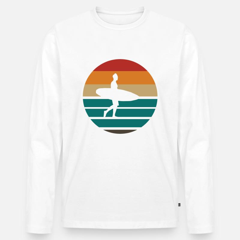 Surfing Surfboard Surfer Geschenksidee - Männer Premium Bio Langarmshirt - Weiß