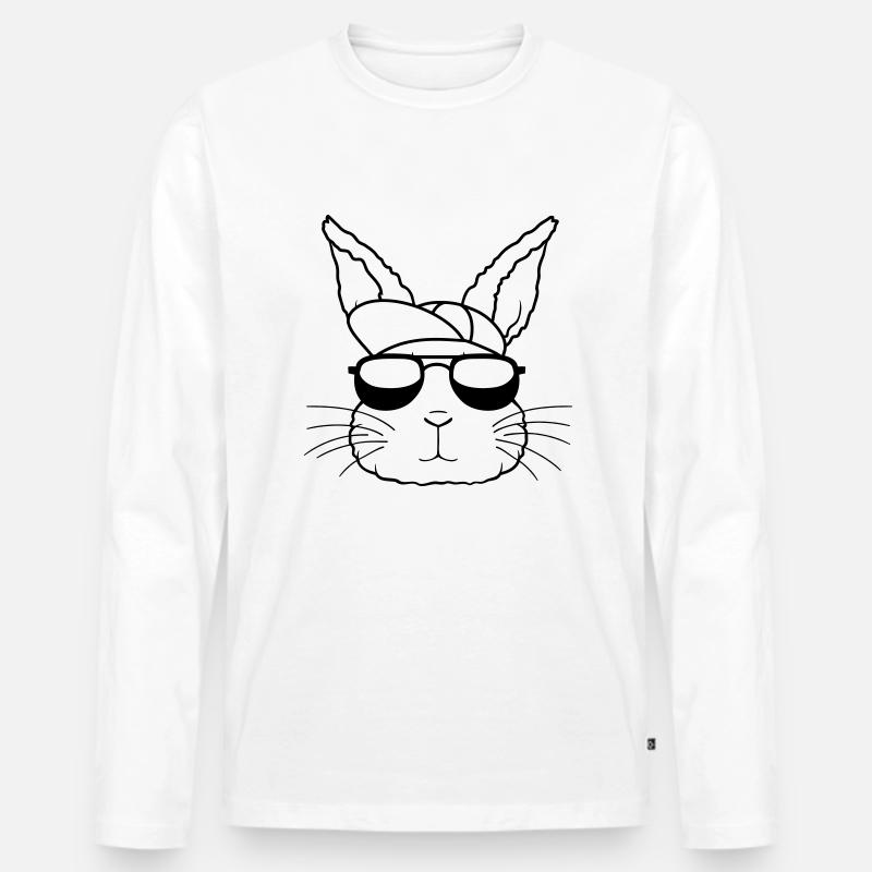 Sonnenbrille Capy Hase Cool - Männer Premium Bio Langarmshirt - Weiß