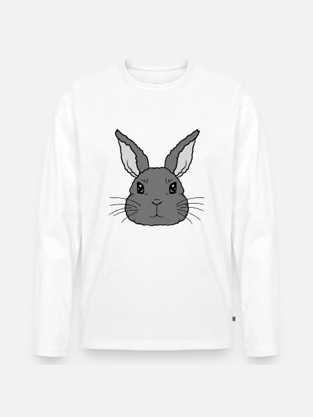 Mignon petit visage de lapin - T-shirt manches longues Premium bio Homme - blanc