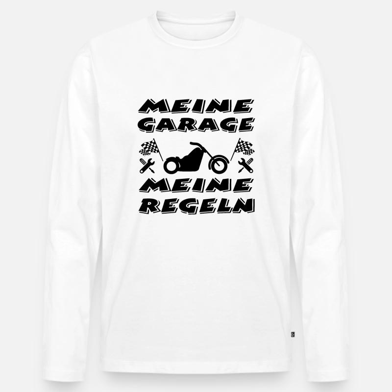 Garage - Männer Premium Bio Langarmshirt - Weiß