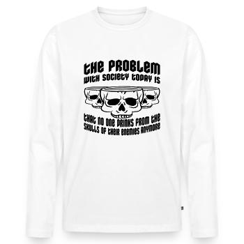 drinks from enemies skulls - Men's Premium Organic Long Sleeve Shirt - white - Front - Nico (187cm)