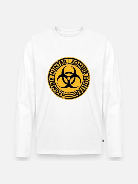 zombie hunter Halloween quote - Men's Premium Organic Long Sleeve Shirt - white