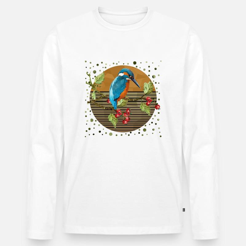 Bunter Vogel - Männer Premium Bio Langarmshirt - Weiß