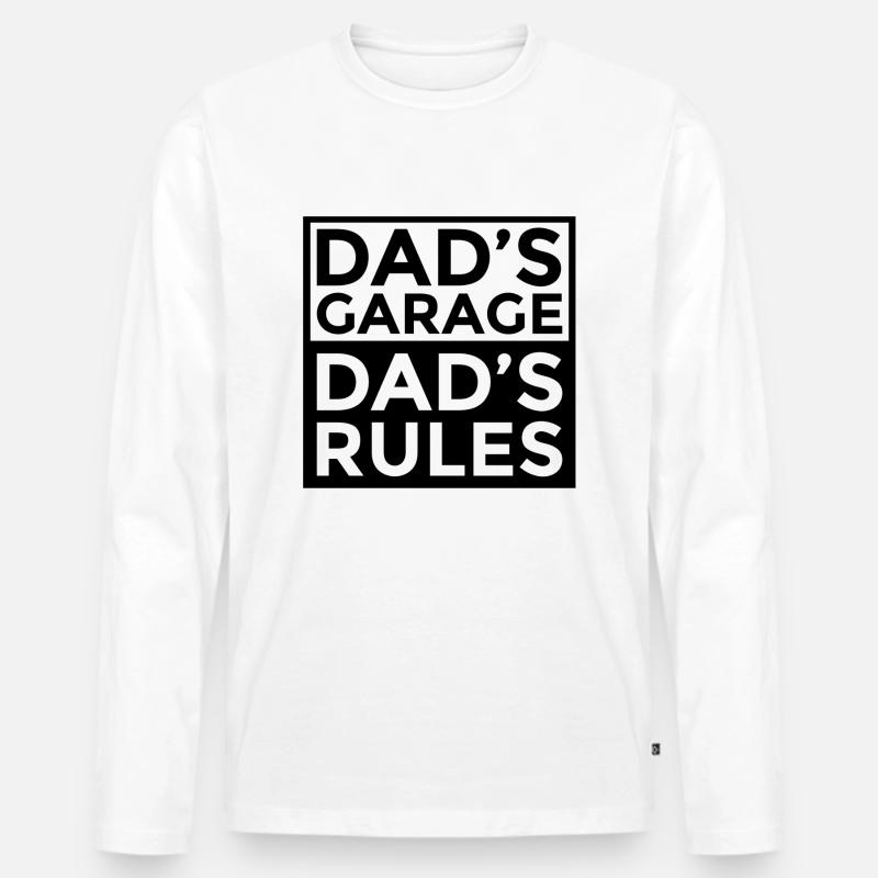 Dad´s Garage Dad´s Rules - Männer Premium Bio Langarmshirt - Weiß