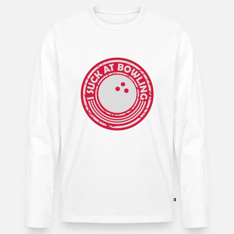 I suck at bowling - Männer Premium Bio Langarmshirt - Weiß