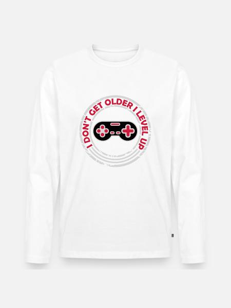 get older level up - Men's Premium Organic Long Sleeve Shirt - white