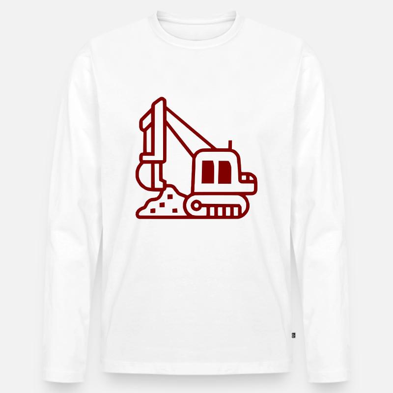 Bagger - Männer Premium Bio Langarmshirt - Weiß