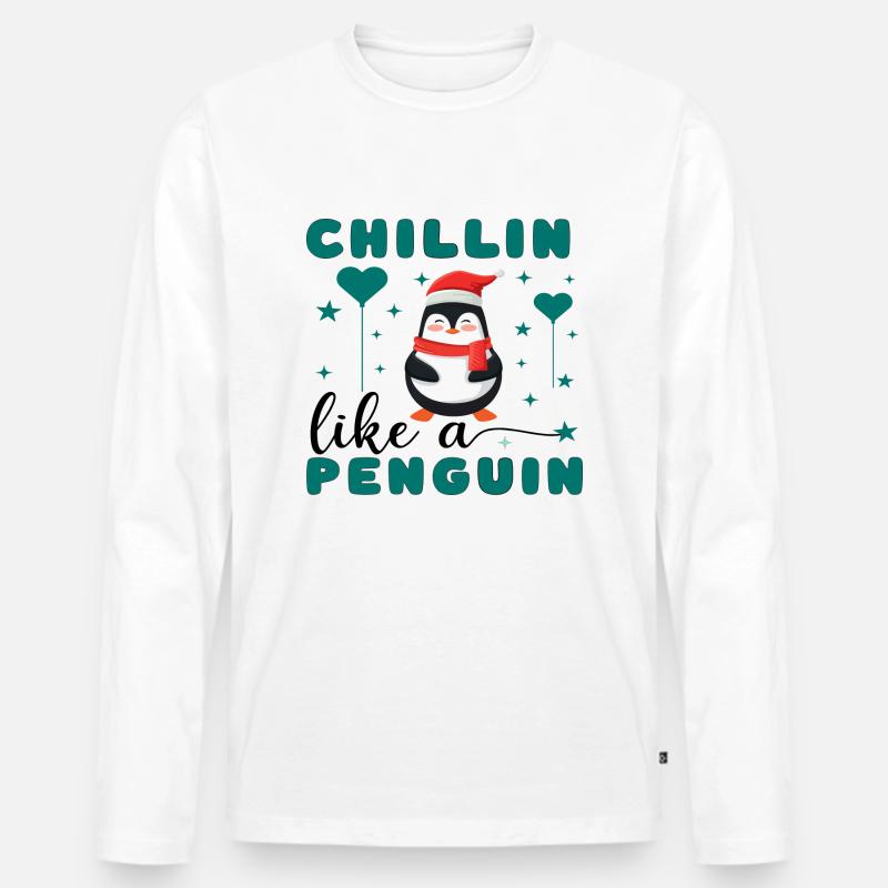 Chillin like a Penguin - Männer Premium Bio Langarmshirt - Weiß
