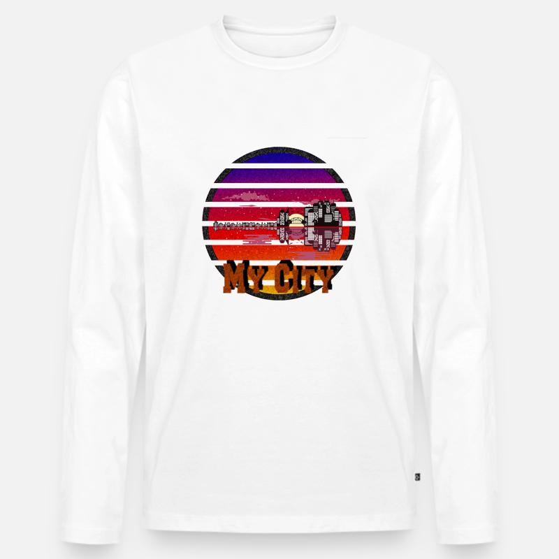 My City - Männer Premium Bio Langarmshirt - Weiß
