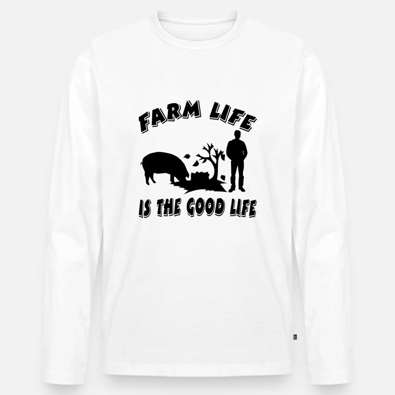 Bauernhof - Männer Premium Bio Langarmshirt - Weiß