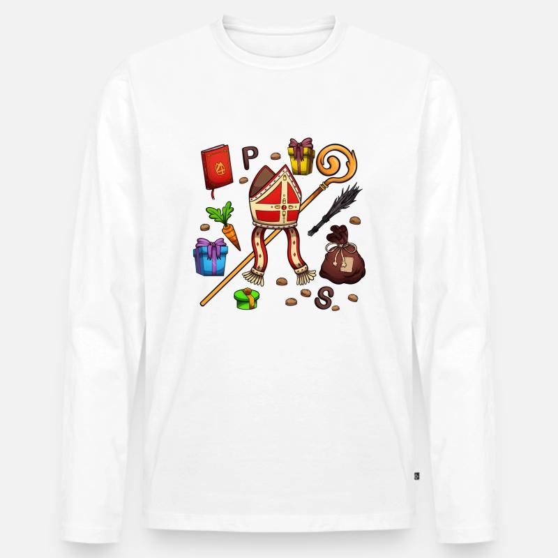 St. Nikolaus Elemente - Männer Premium Bio Langarmshirt - Weiß