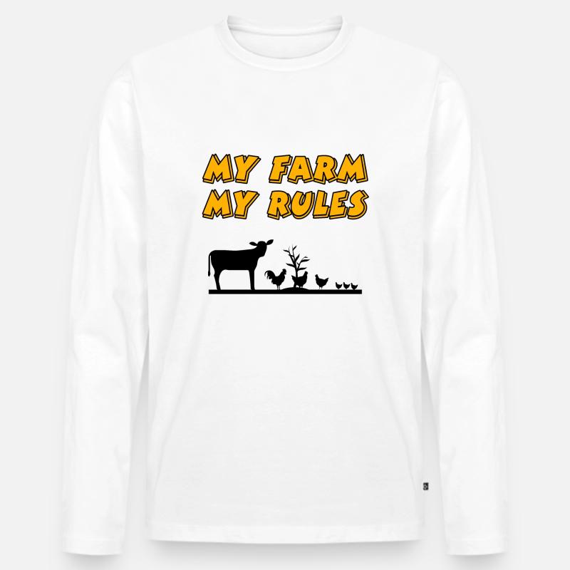 Bauernhof - Männer Premium Bio Langarmshirt - Weiß