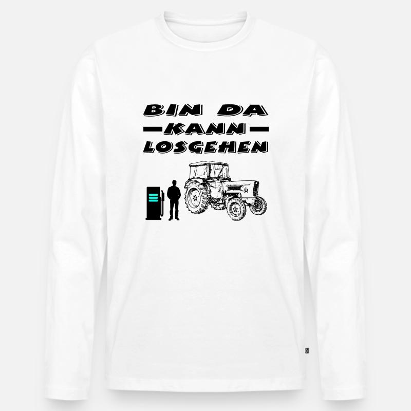 Traktor - Männer Premium Bio Langarmshirt - Weiß