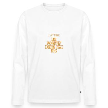 Positive attitude - T-shirt manches longues Premium bio Homme - blanc - Devant - Nico (187cm)