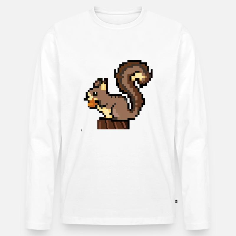 Eichhörnchen Pixel Art Geschenkidee - Männer Premium Bio Langarmshirt - Weiß